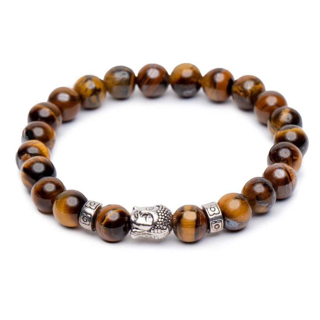 Boeddha Armband - Tijgeroog Zilverkleurig - Inzicht