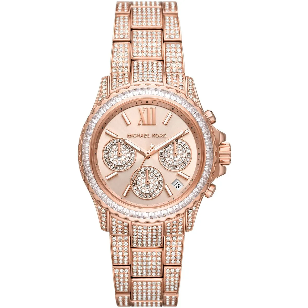 Michael Kors Everest Chronograph Rose Gold-Tone Crystal Women's Watch - MK7235