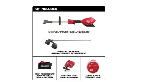2825-21ST-49-16-2713 M18  18V Lithium-Ion Brushless Cordless String Trimmer with Quik-Lok Attachment Capability, 250 ft. Trimmer Line