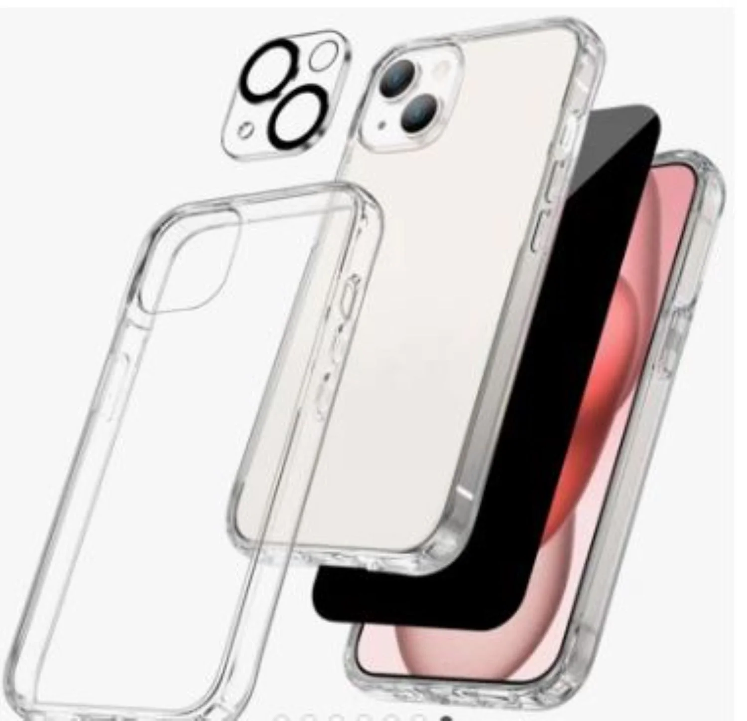 Handyh��lle f��r iPhone mit Display Schutz Glas und Kamera-Schutz  3-in-1 Set