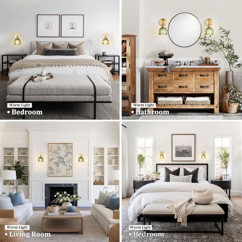 Iluminating Wireless Wall Light - Includes 2 Free Bulbs & Dimmable Brass & Glass Sconce