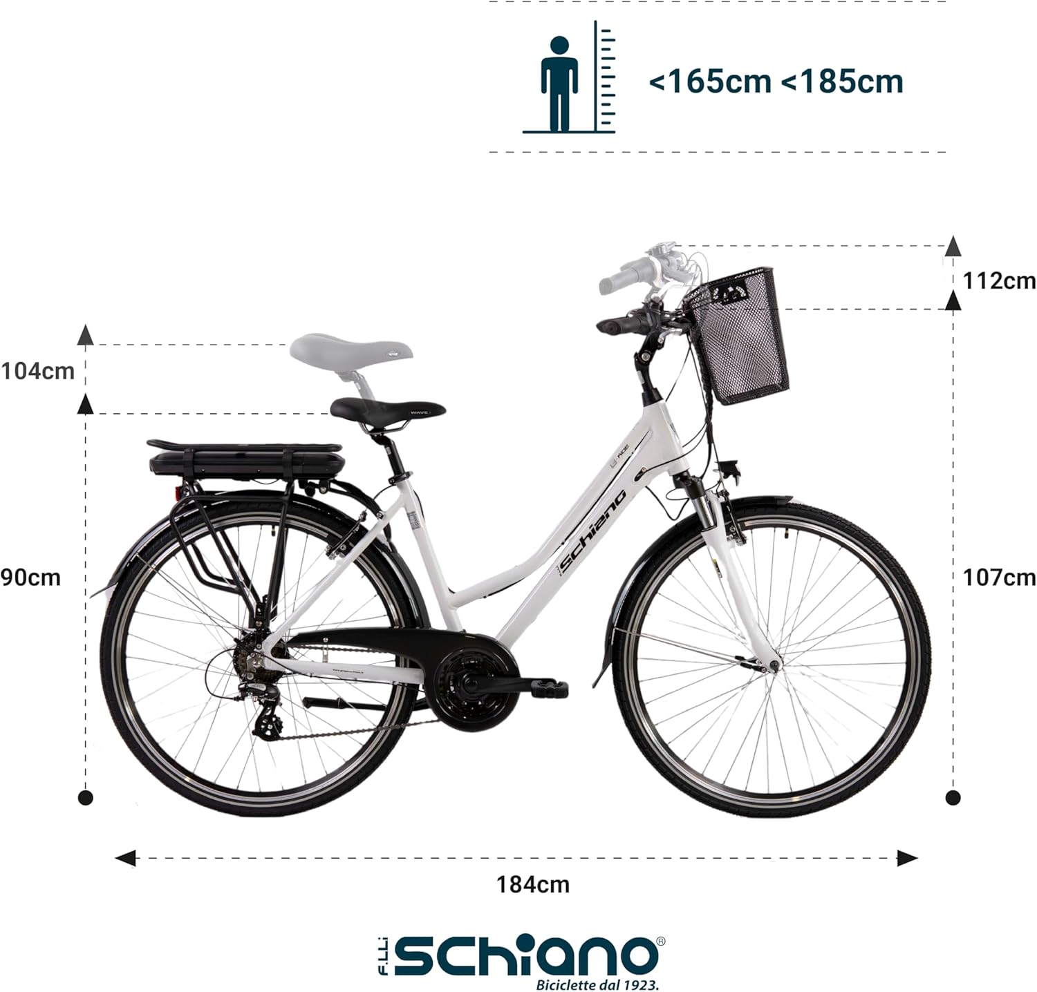 F.lli Schiano E-Ride, Bicicleta Electrica de Trekking, 28