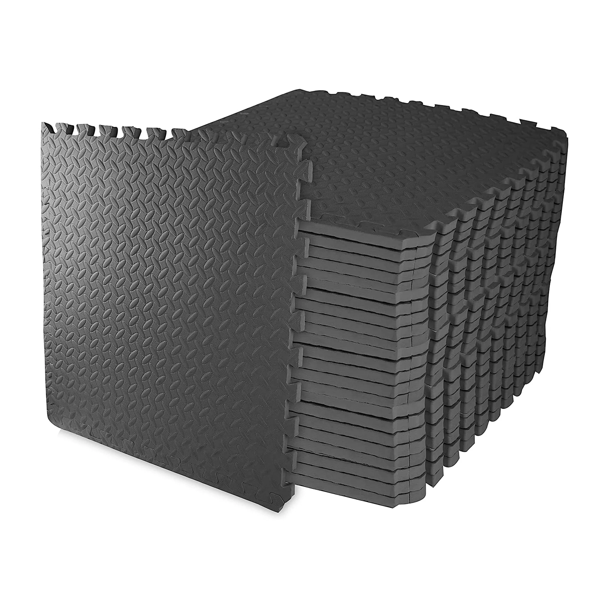 BalanceFrom Fitness 96 SqFt Interlocking Exercise Mat Tiles, Black (2 Pack)