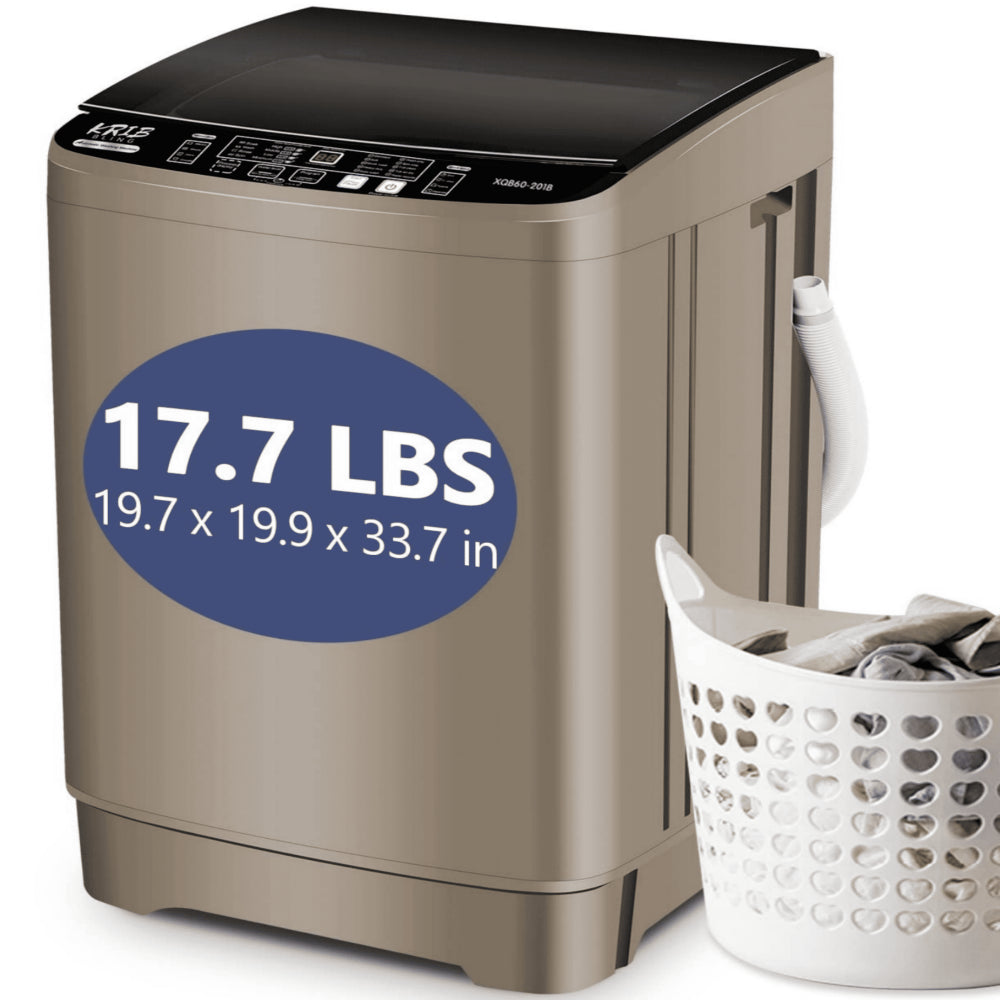 Portable Washing Machine, 17.7 Lbs Capacity, Full Automatic, Coffee Gold, Compact for Apartments