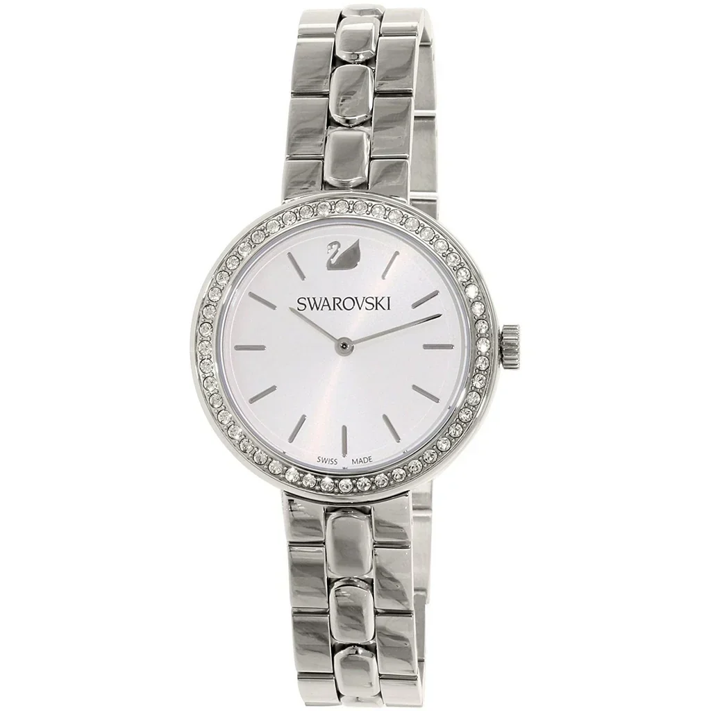 Swarovski Octea Sport Faceted Crystal Bezel White Dial Silver Steel Women's Watch 5095600
