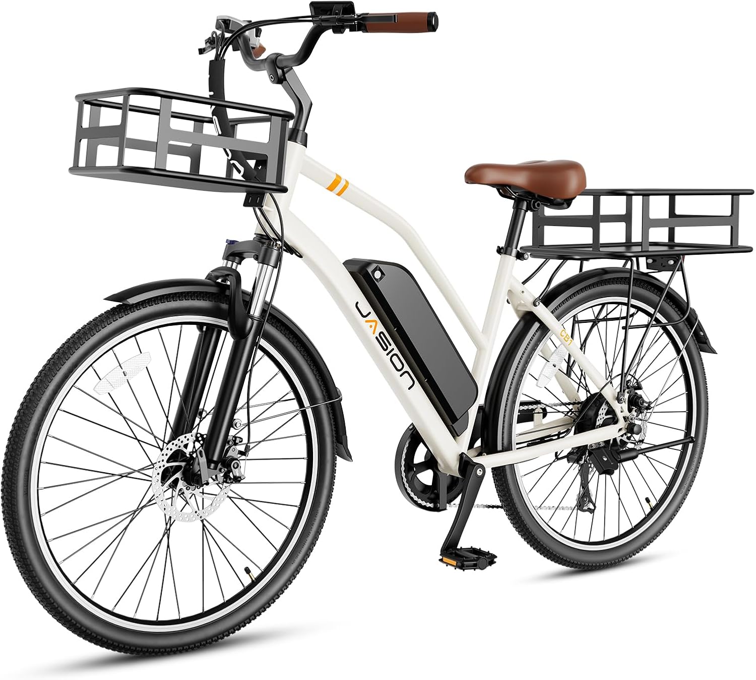 Jasion CB1 Electric Bike for Adults, 1000W Motor Peak Ebike, 450Wh Removeable Battery, 26'' City Cruiser Bicycle, 22 MPH Commuter Women Ebike, 7-Speed Gear