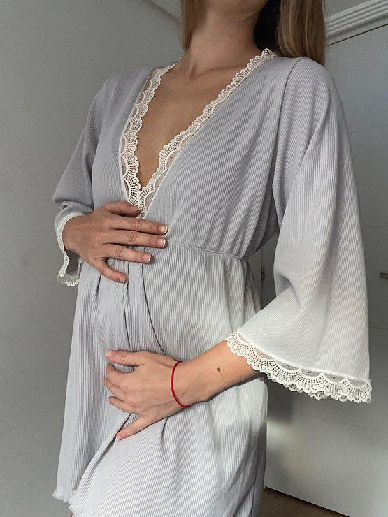 Camis��n Maternity Escote V canal�� Gris