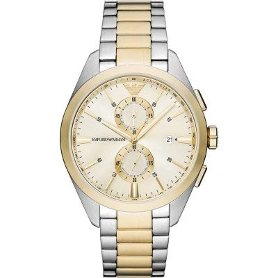 Emporio Armani Elegant Chronograph Cream Dial Two Tone Steel Strap Watch  AR11605