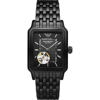 Emporio Armani Meccanico Black Dial Black Steel Strap Watch For Men - AR60058