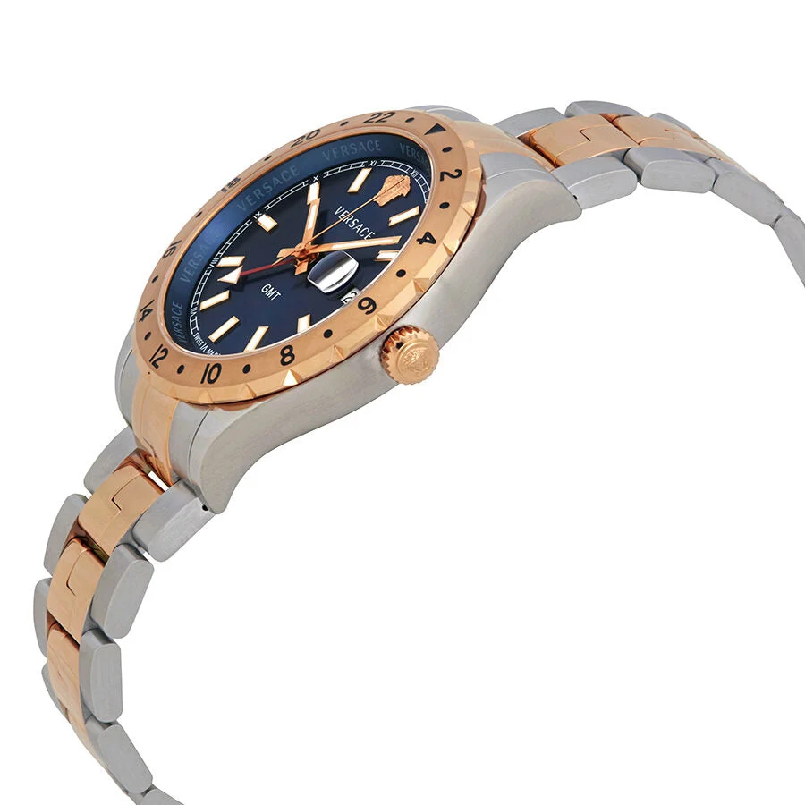 Versace Hellenyium GMT Blue Dial Swiss Movt Two-Tone Watch - V11060017