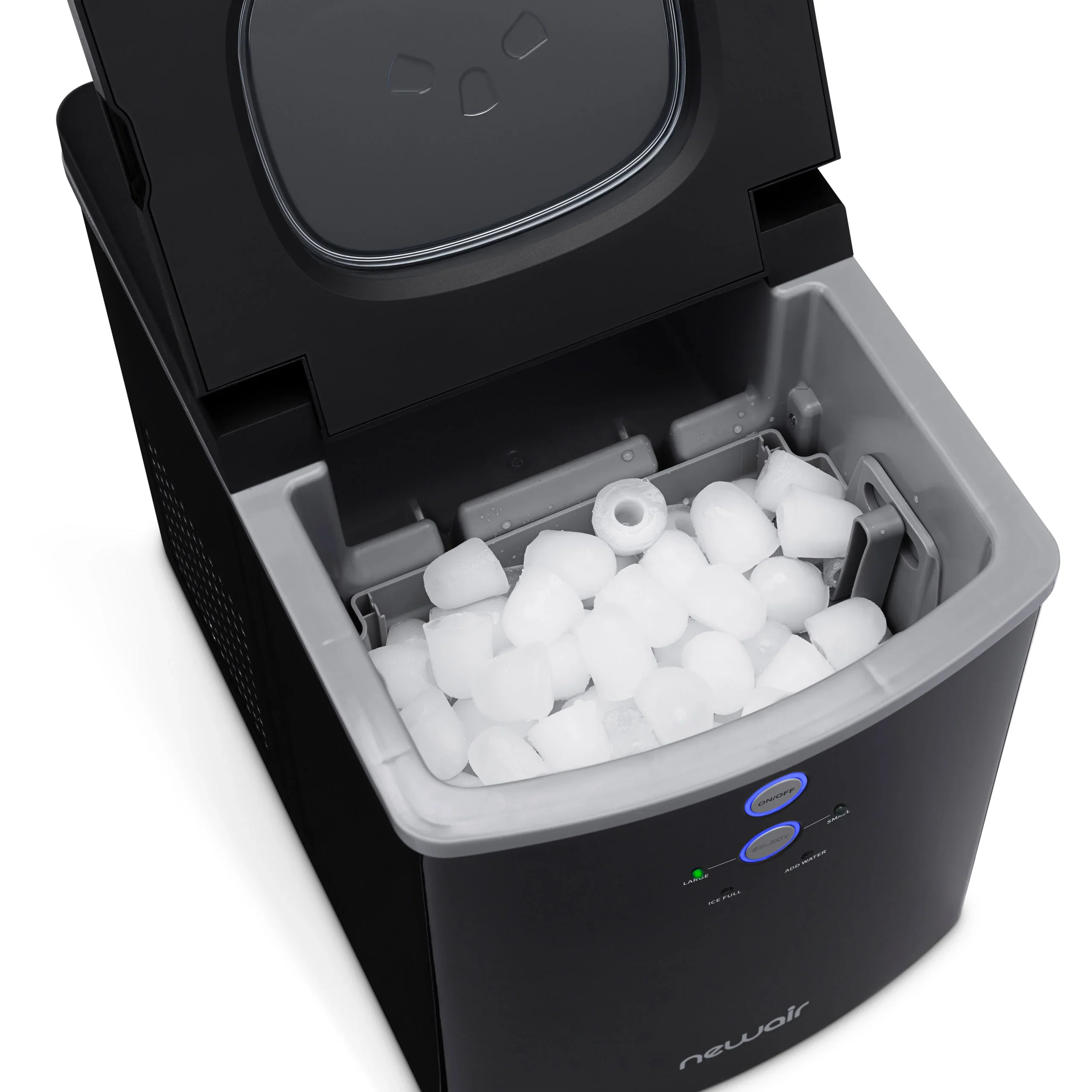 2025 Máquina de hielo de mostrador Newair® – Cubitos en forma de bola, 15 kg/día – Negro