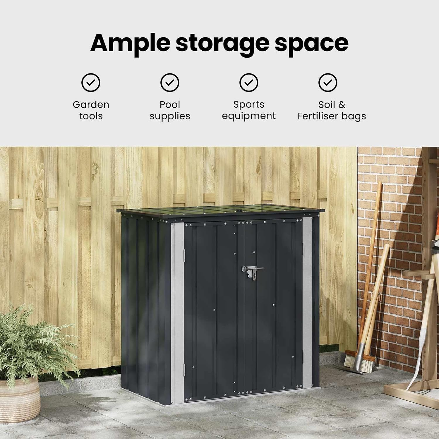 vidaXL Gartenlagerbox Schwarz 101,5 x 107 x 100 cm Stahl, Stylischer, rechteckiger Tisch für jeden Essbereich, pflegeleicht, Elegantes Design, vielseitig einsetzbar - EIN echtes Zuhause!