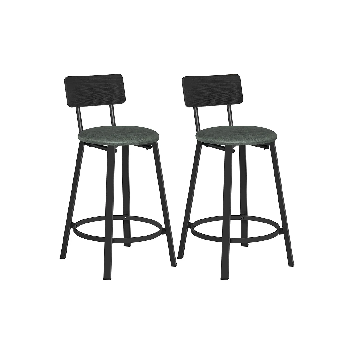 Taburetes de Bar de Barra Tapizados de PU Taburete Alto con Reposapiés