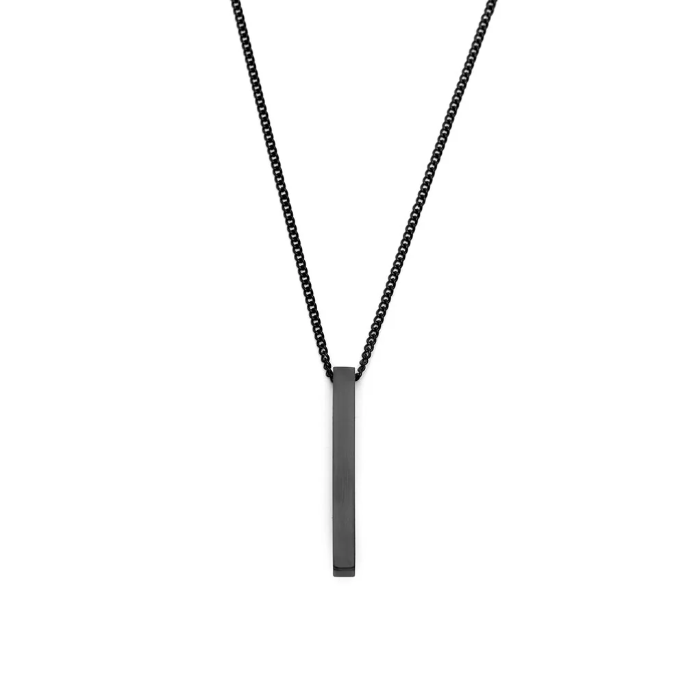 Minimalistische Ketting - Staaf Kubus Hanger - RVS - Zwart