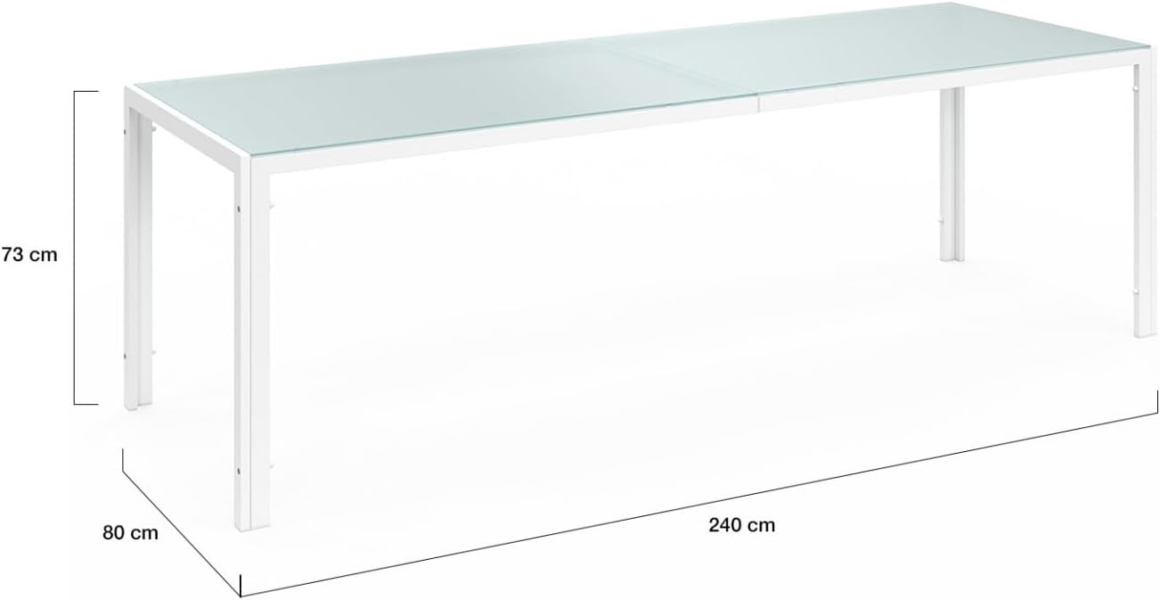 IDMarket - Muebles de Jardín Madrid Mesa 240 CM y 10 sillas apilables Blanco y Beige