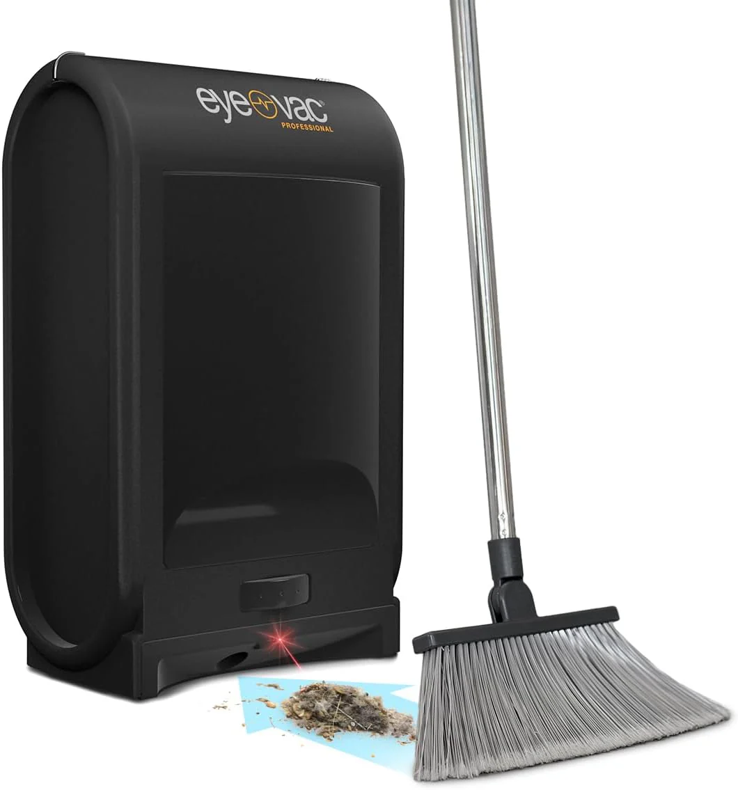 EyeVac Pro 2025 Aspirapolvere automatico Touchless con paletta – Ultra veloce e potente – Ideale per spazzare, peli di animali, cibo, sporco, cucina, aspirapolvere con cavo, senza sacco, sensori automatici, 1400 Watt (nero)