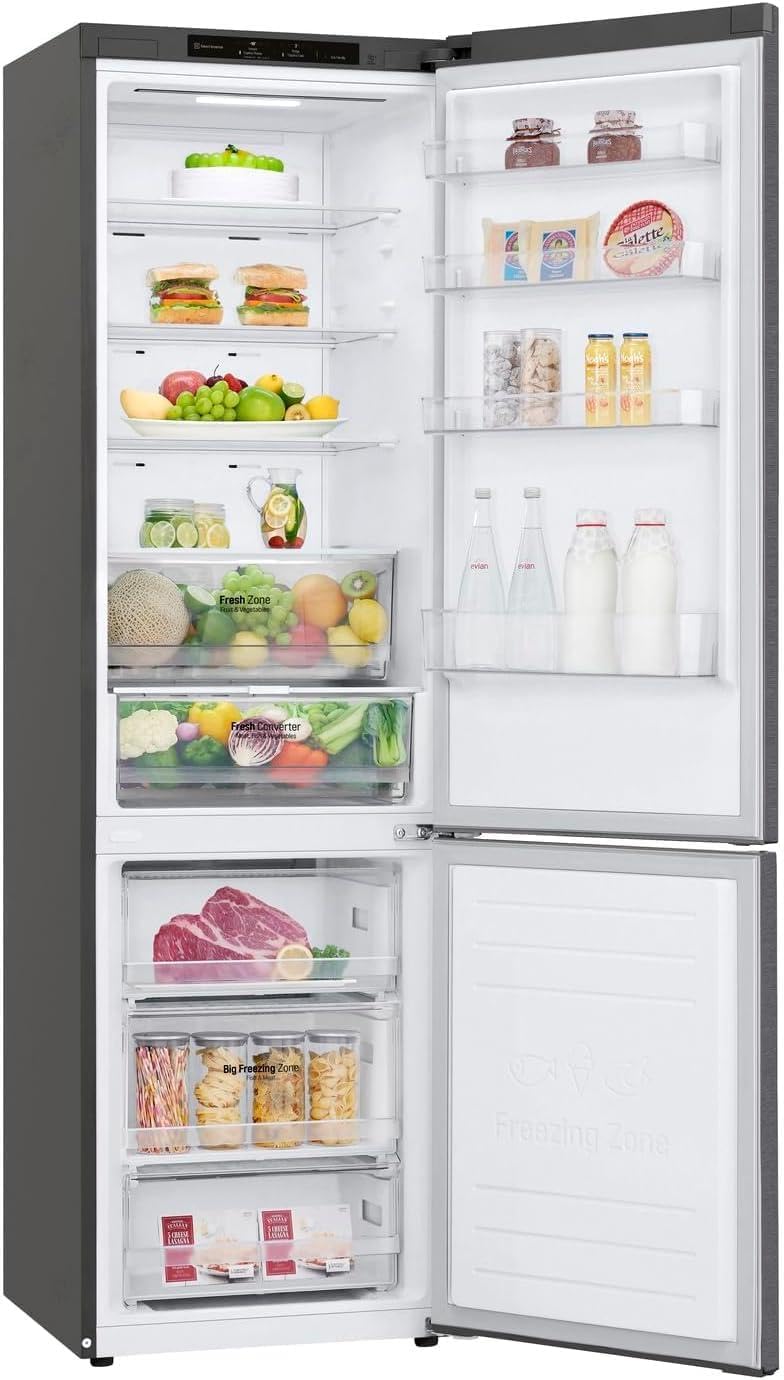 LG GBP62DSNCN1, Klasse C, 384 L, Kühl-/ Gefrierkombination, Frische Features, Kühlschrank mit Gefrierfach und Innendisplay, DoorCooling+, LINEARCooling, 59,5 x 203 x 67,5 cm ꟷ Dark Graphite