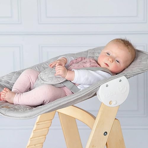 roba Seggiolone Evolutivo Born Up 2 in 1, Sdraietta Reclinabile roba Style Grigia, Fodera Impermeabile, Altezza Regolabile, Robusto e Resistente, Ergonomico, dalla Nascita, Legno Naturale : Prima infanzia