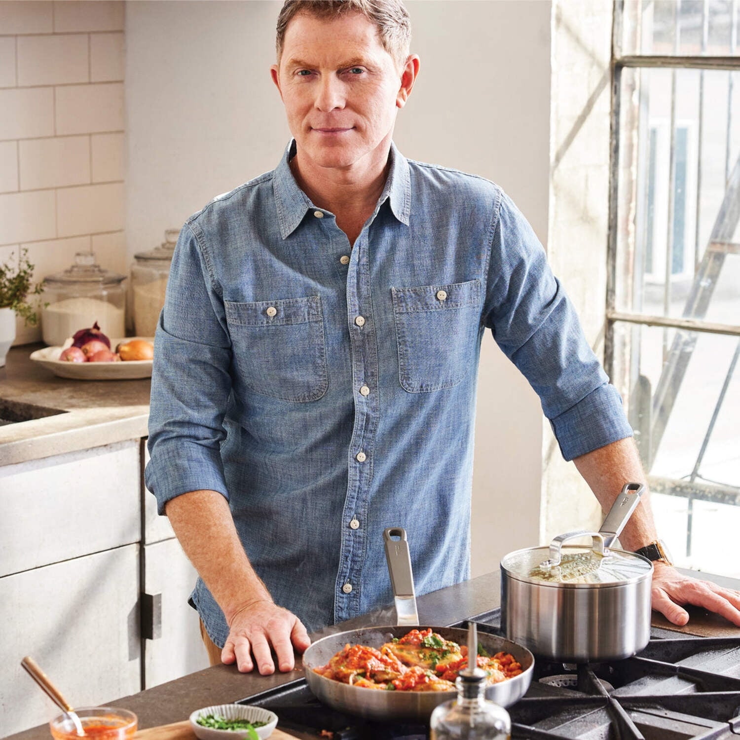 GreenPan x Bobby Flay Stainless Steel 12 Piece Cookware Pots and Pans Set, Professional Grade Tri Ply, PFAS-Free Ceramic Nonstick, Induction Suitable, Dishwasher & Oven Safe, Stay Cool Handles