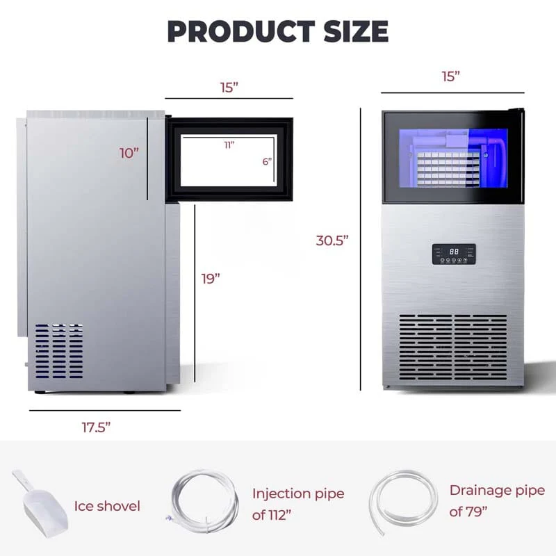 Eletriclife 180LBS per day Stainless Steel Commercial Ice Make Machine