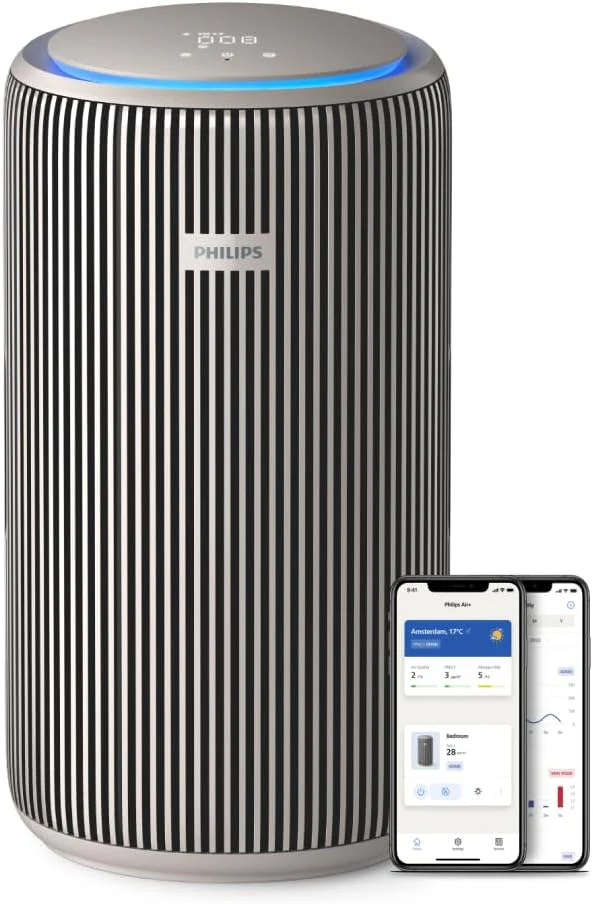 Philips PureProtect 3200 Series Smart Air Purifier, HEPA and Active Carbon Filter, CADR 500m³/h for 130m², Ultra-Quiet, Captures 99.97% Allergens, Connected App (AC3210/12)