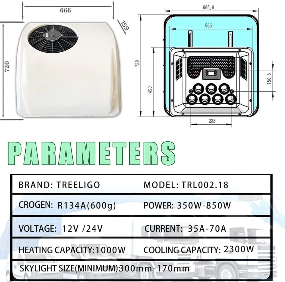 AYUE Klimaanlage 2 in 1 DC RV Dachklimaanlage RV mit Kühlung und Heizung Elektrische Parkklimaanlage Wohnmobil Klimaanlage für Autos RV LKW
