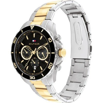 Tommy Hilfiger Two-Tone Steel Black Dial Multi-function Men's Watch - 1792095