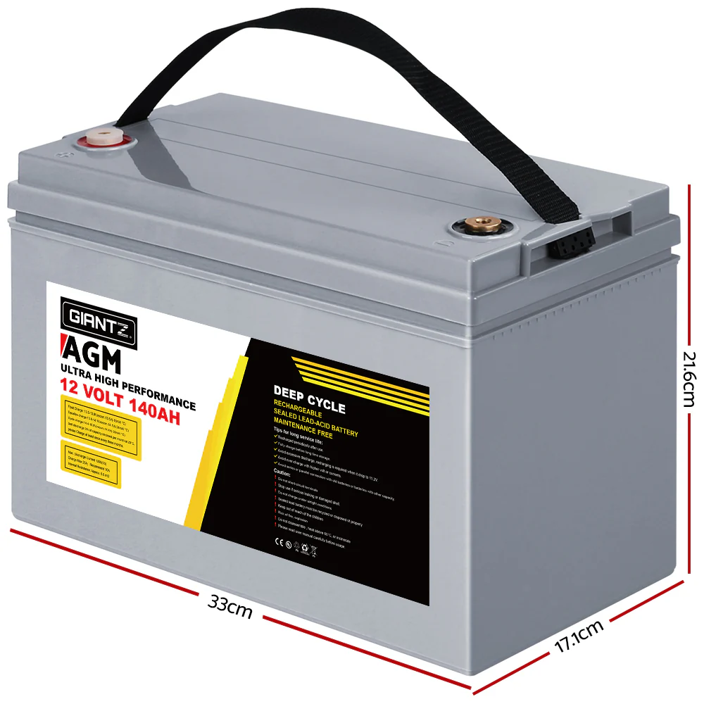 Giantz AGM Deep Cycle Battery 12V 140Ah Box Portable Solar Caravan Camping