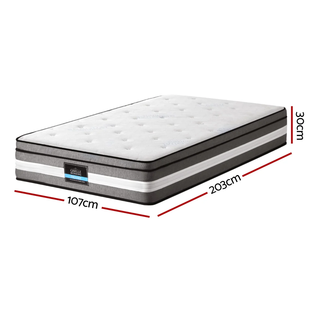 Giselle Bedding 30cm Mattress Gel Foam Pocket Spring King Single