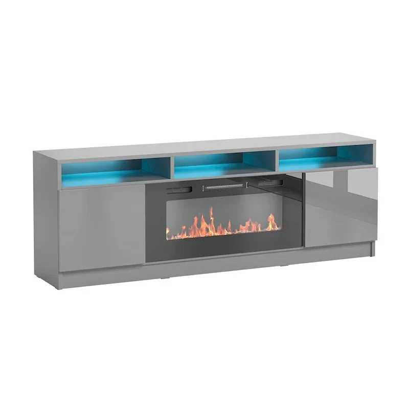 Modern 63-Inch TV Stand with Reno 05 Electric Fireplace