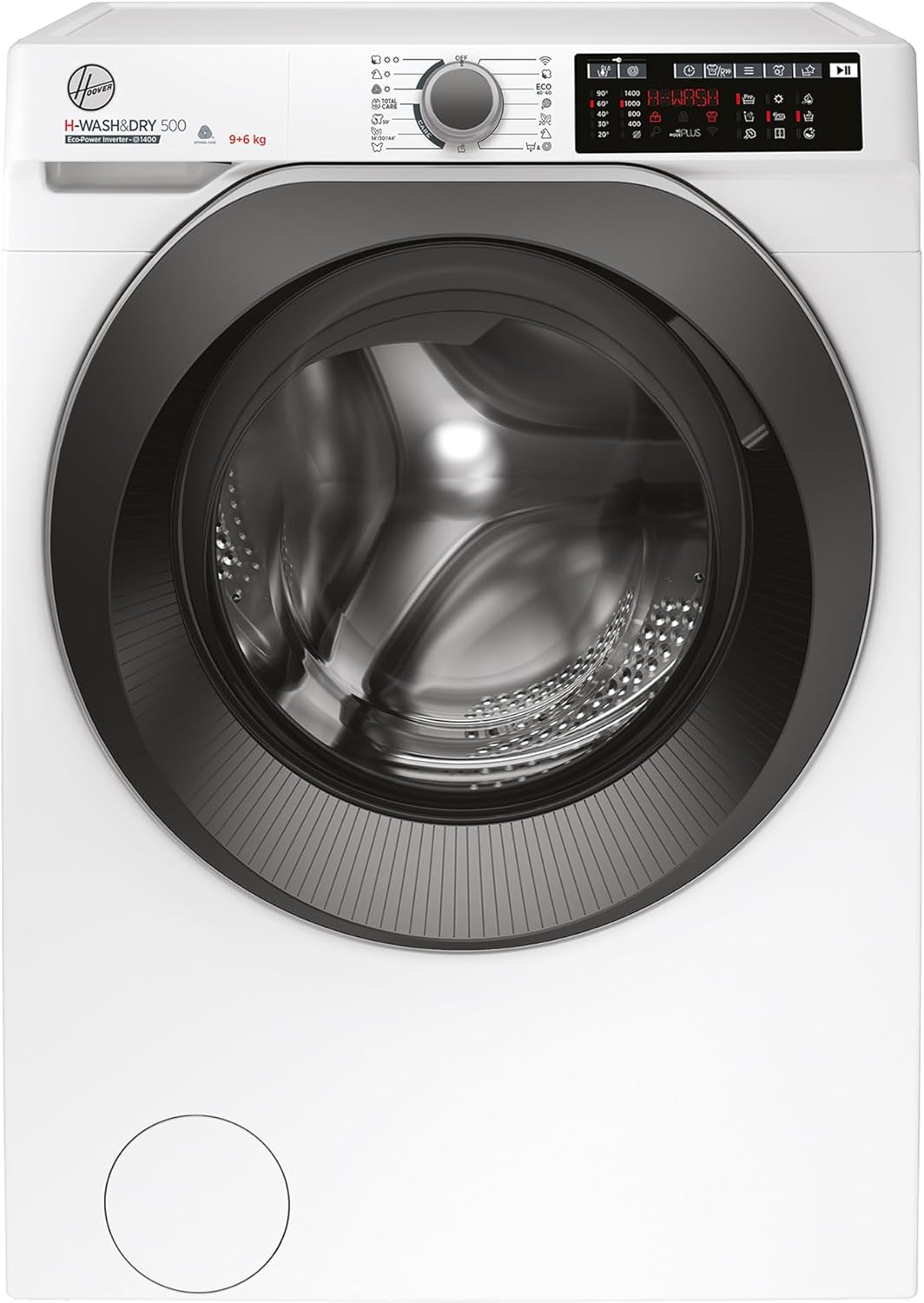 Hoover H-WASH 500 HDQ 496AMBS Waschtrockner / 9 kg Waschen / 6 kg Trocknen / 1400 U/Min. / Eco-Power Inverter Motor/Power Care System/ActiveSteam Dampffunktion/Aquastop/WLAN