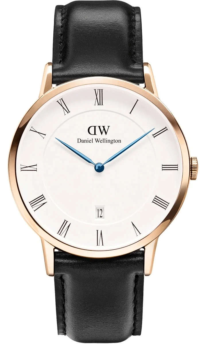 Daniel Wellington Dapper Sheffield 38mm White Dial Genuine Leather Gold Date Watch - DW00100084