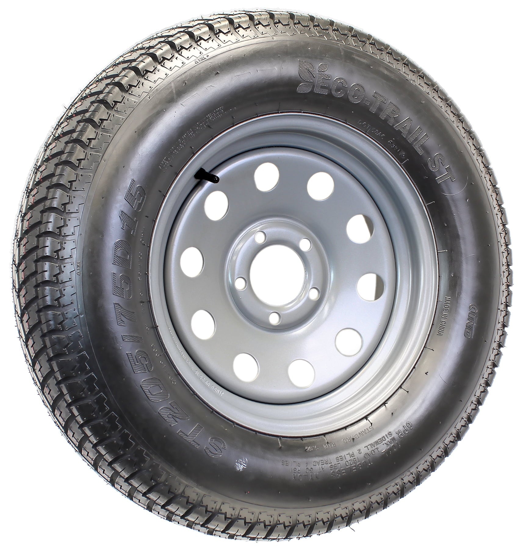 2025 Neumático para Remolque Montado en Llanta ST205/75D15 F78-15 205/75-15 LRC Rueda de 5 Perforaciones Color Plata Mod