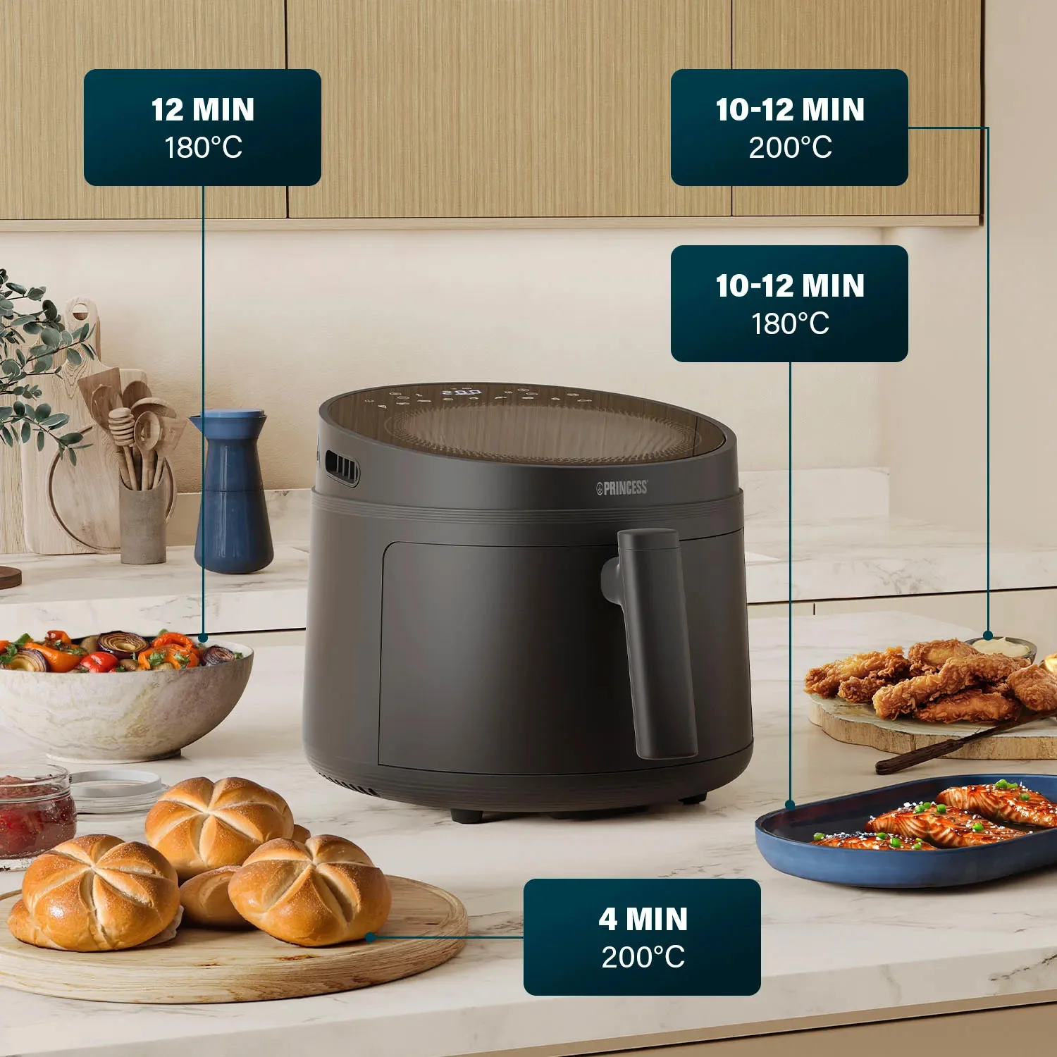 Friggitrice Ad Aria Ciclonica Con Termostato E Timer 5lt 1500w