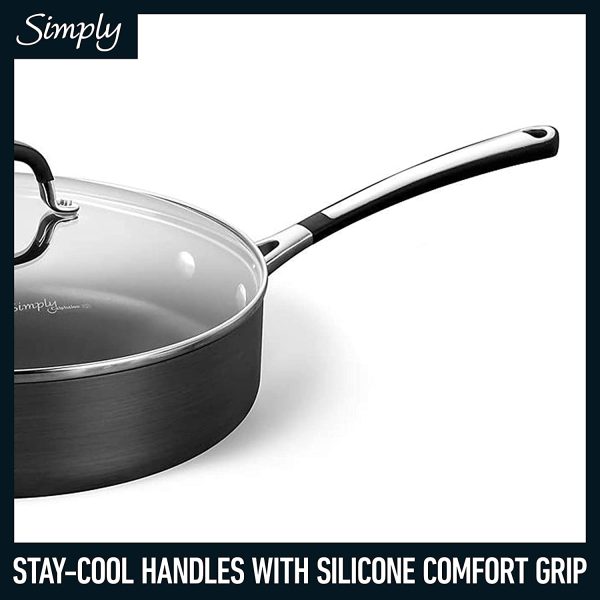 10-Piece Pots and Pans Set, Nonstick Kitchen Cookware with Stay-Cool Stainless Steel Handles, Black