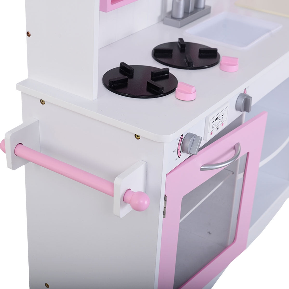 Costway Kids Wood Kitchen Toy Cooking Pretend Play Set Toddler Wooden Playset