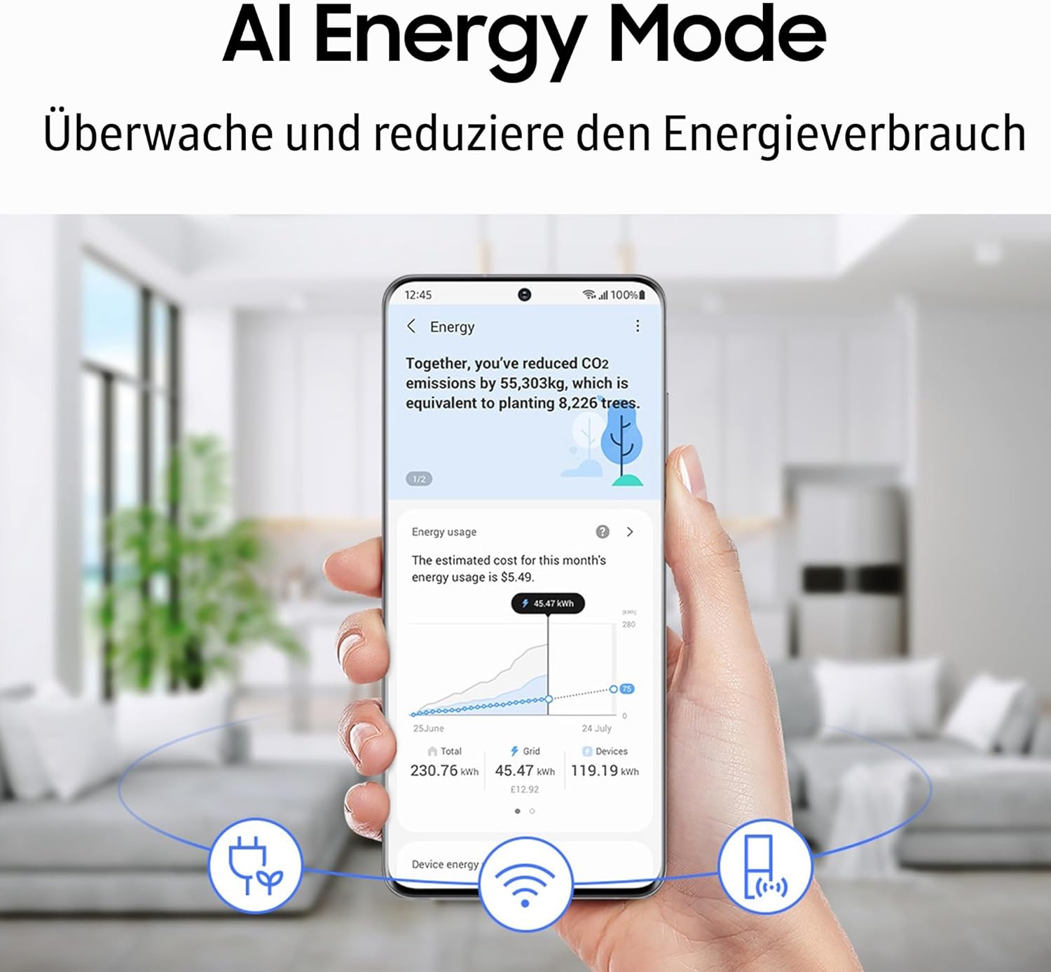 Kühl-Gefrier-Kombination, Kühlschrank mit Gefrierfach, 203 cm, 390 l Gesamtvolumen, 114 l Gefrierteil, AI Energy Mode, Edelstahl-Look, RL38C600CSA/EG