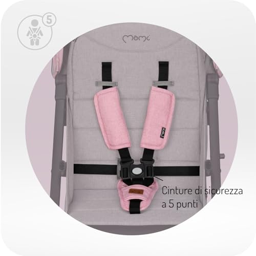 Passeggino MoMi ESTELLE DAKAR a partire da 6 mesi (fino a 22 kg), pieghevole con cintura di sicurezza a 5 punti, cestino porta spesa e funzione di apertura, manico telescopico per il traino : MoMi: Prima infanzia