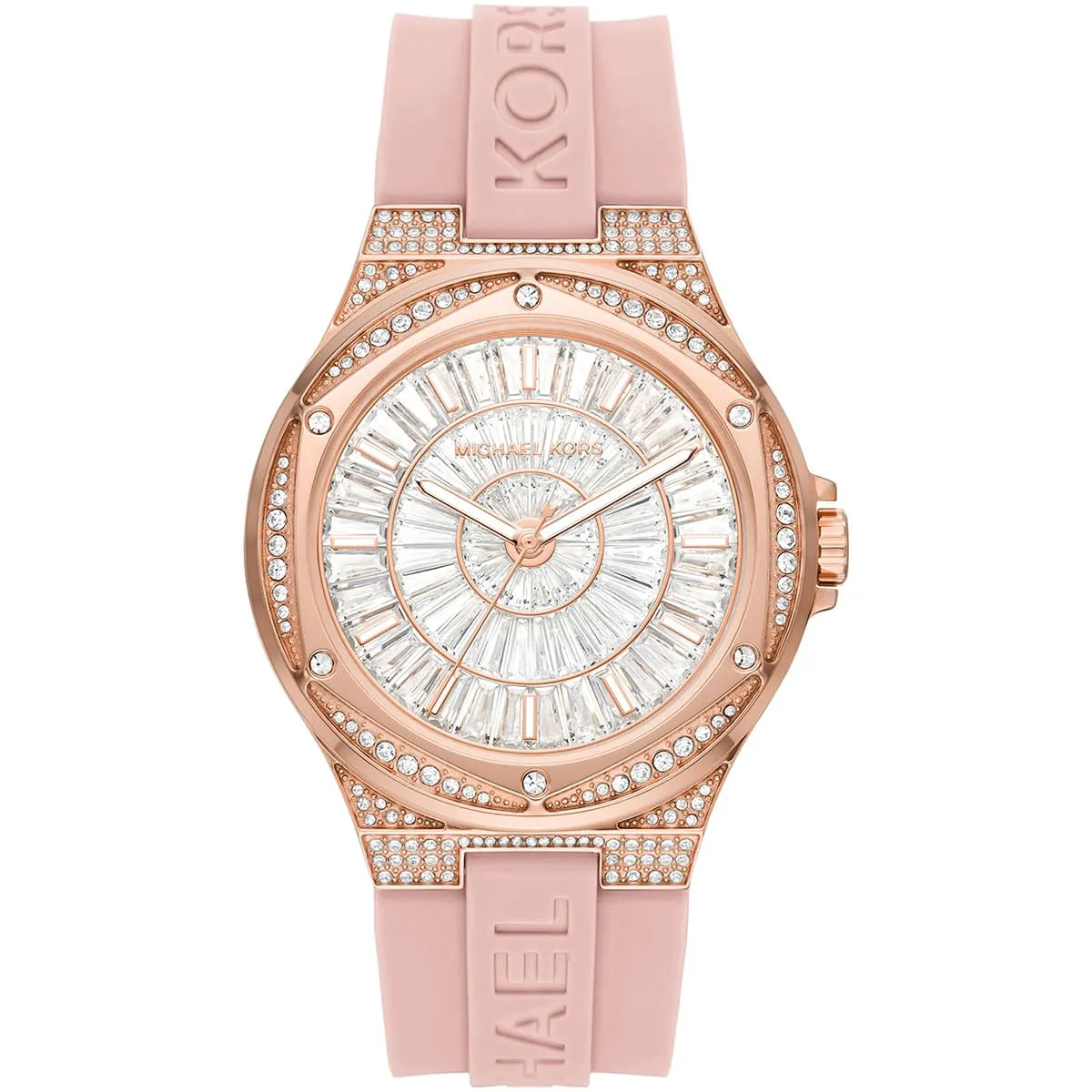 Michael Kors Lennox Pavé Rose Gold and Pink Silicone Women's Watch - MK7334
