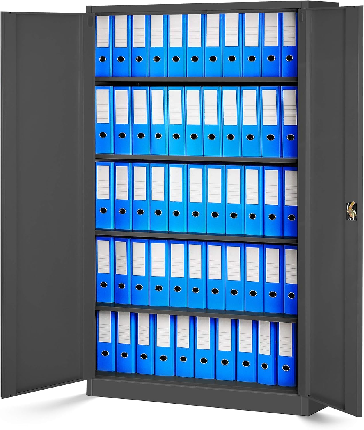 Jan Nowak Metallschrank Jan II 185 x 115 x 40 cm - Aktenschrank abschließbar mit 2 Türen, Mehrzweckschrank mit 5 Ebenen, Büroschrank aus Stahlschrank mit Pulverbeschichtung - Anthrazit