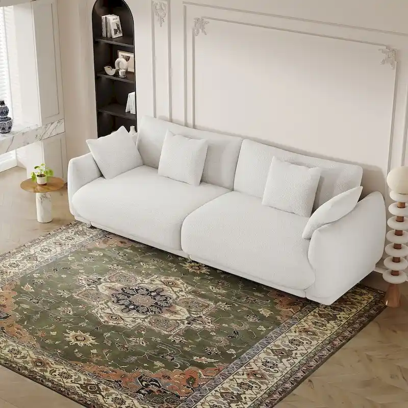 Modern Upholstered Sofa with Plush Cushions and Solid Wood Frame