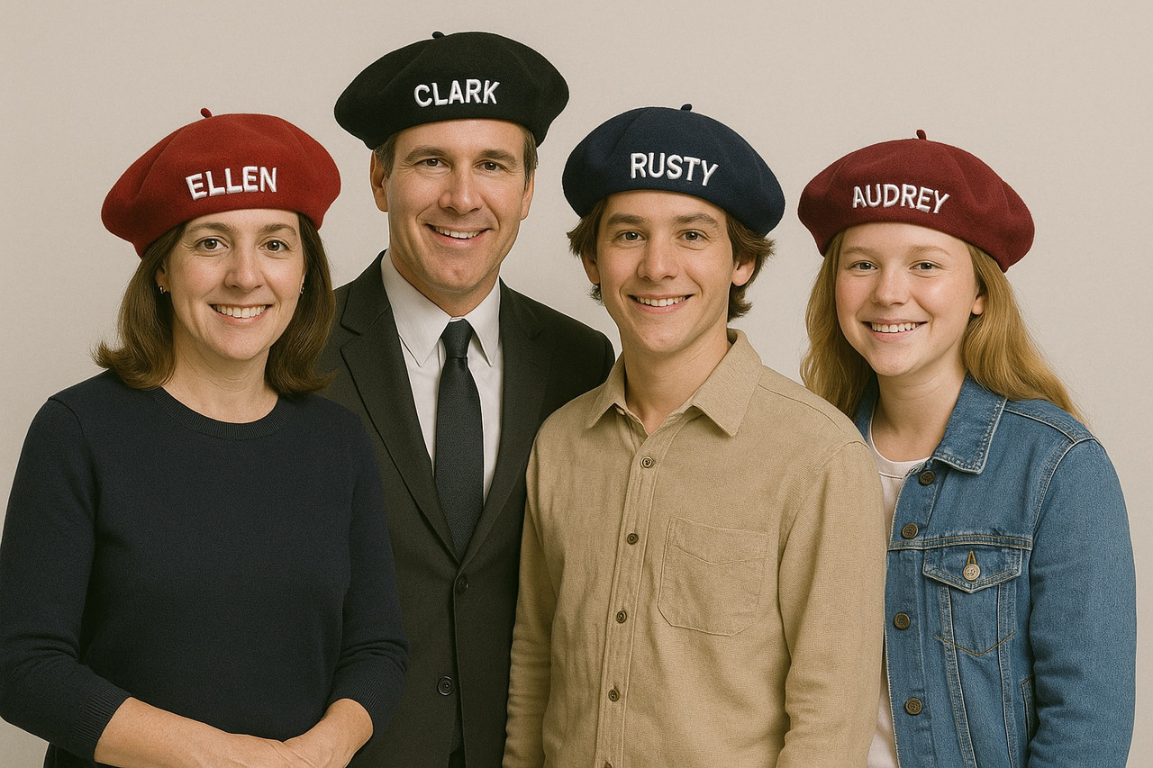 European Vacation, Berets, Artist Hat, Customized or Monogrammed Custom Beret, Pick Your Color and Custom Text  100% Wool (Fonts in Picture Gallery) 15026