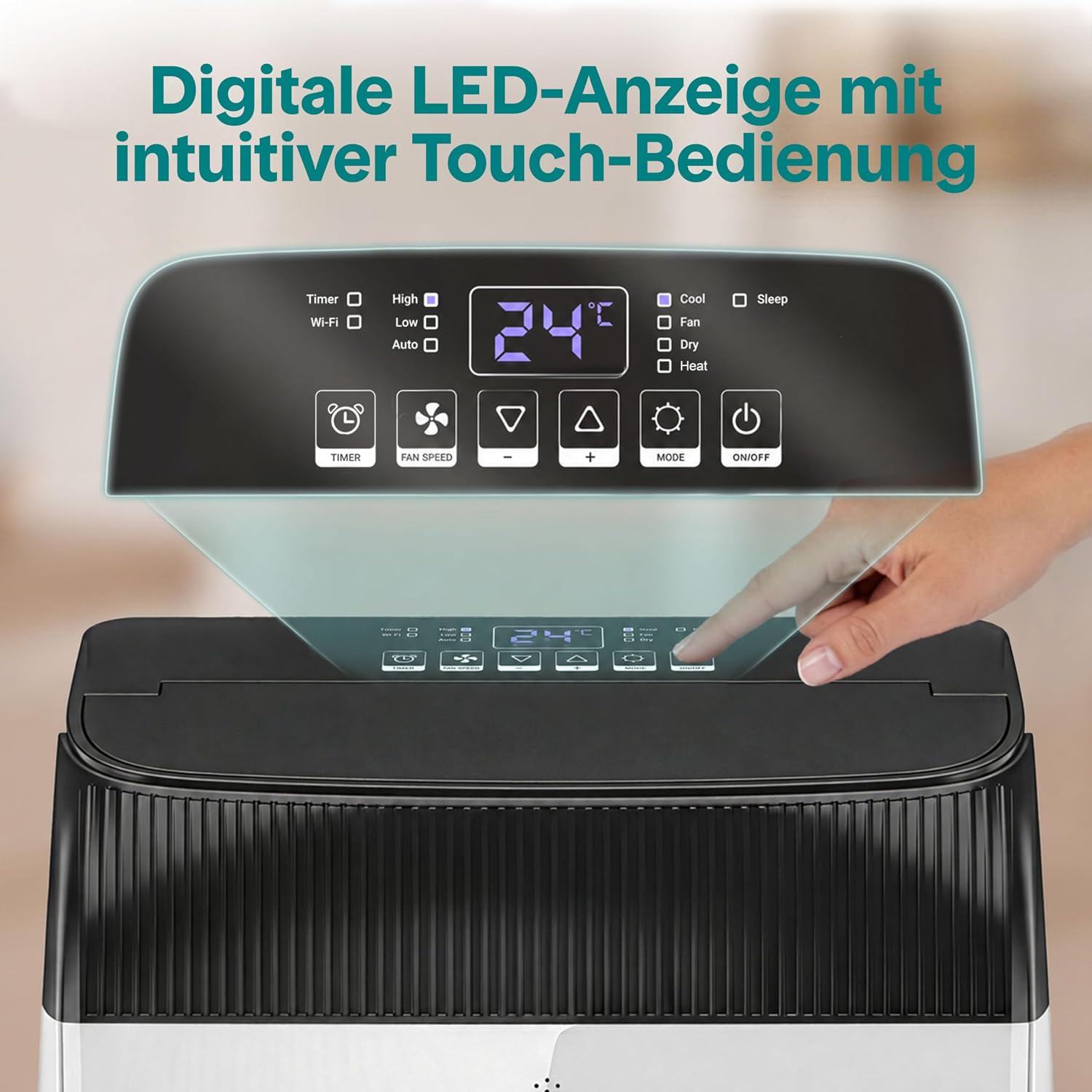 SereneLife Mobile Klimaanlage 12000 BTU, WLAN, 3 in 1 Kühlen Entfeuchten und Ventilieren, Klimagerät mit Abluftschlauch Fensterkit, 3.52kW- Für Räume bis 40 m², Leiser Betrieb, Rollen und Timer