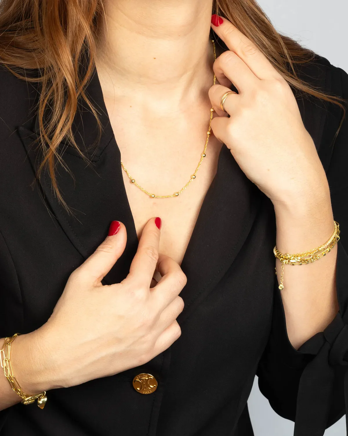 18K Gold Singapore Satellite Chain Necklace – Minimalist Layering Chain