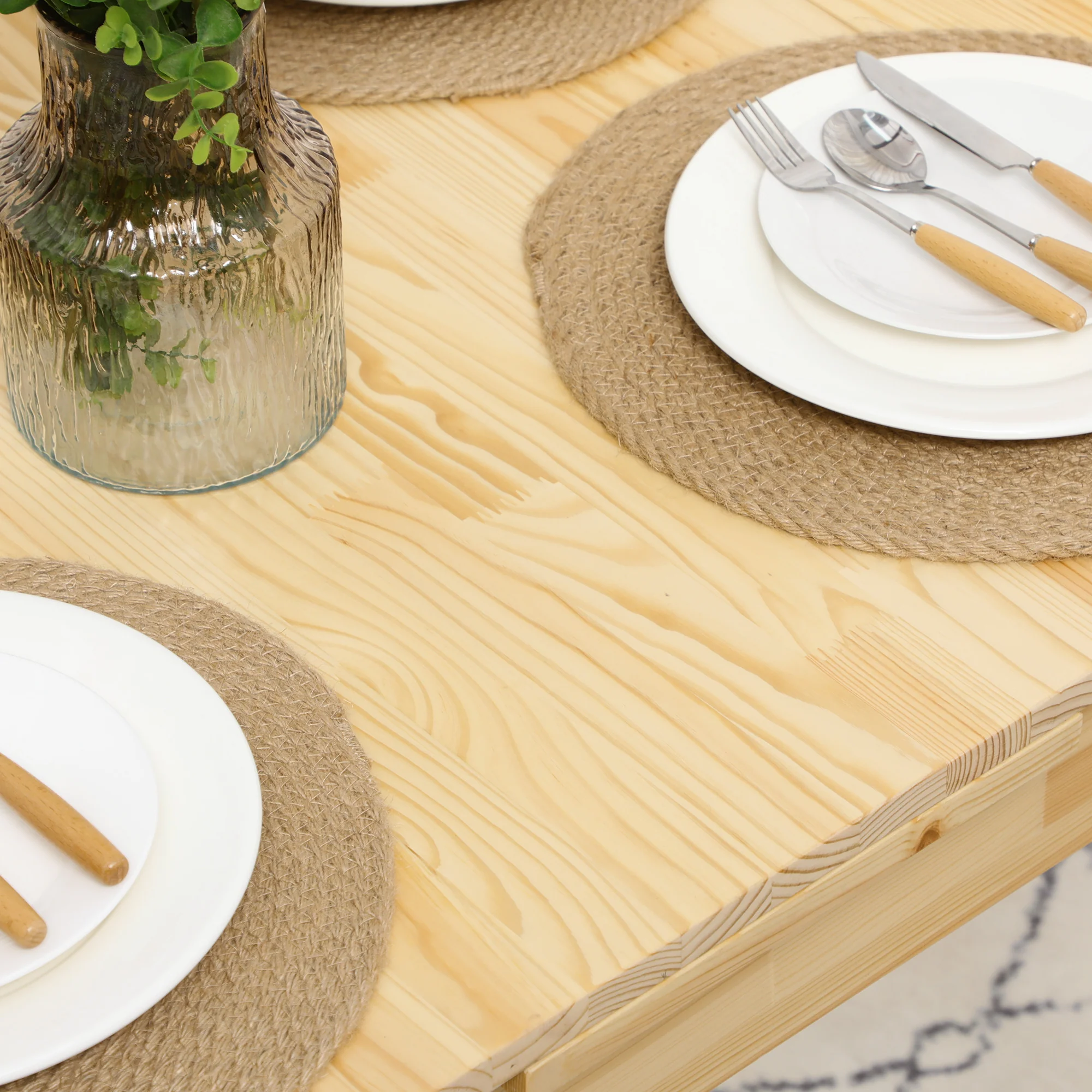 HOMCOM Massief houten eettafel, opklapbare tafel, uitbreidbaar, naturel