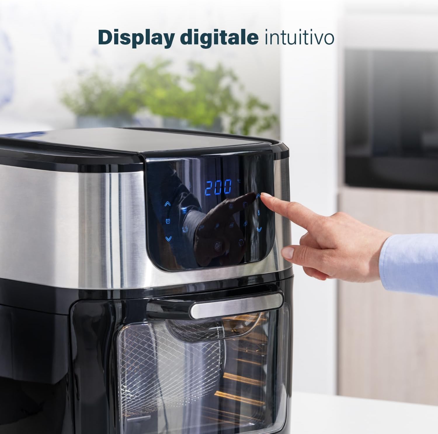 Princess Deluxe Oven Air Fryer - 11L - 1800W - Digital Touch Screen - 10 Preset Programs - Poultry and Basket Included - Stainless Steel - 182075