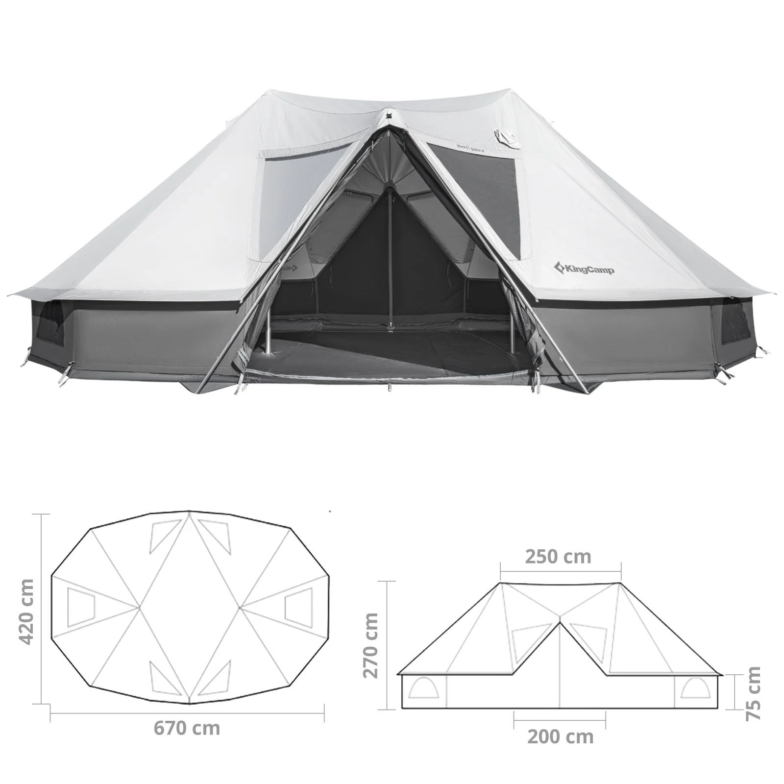 2025 KingCamp Khan Palace – Tienda espaciosa de glamping con ventilación variable, gran altura interior y opción de chimenea para grupos grandes