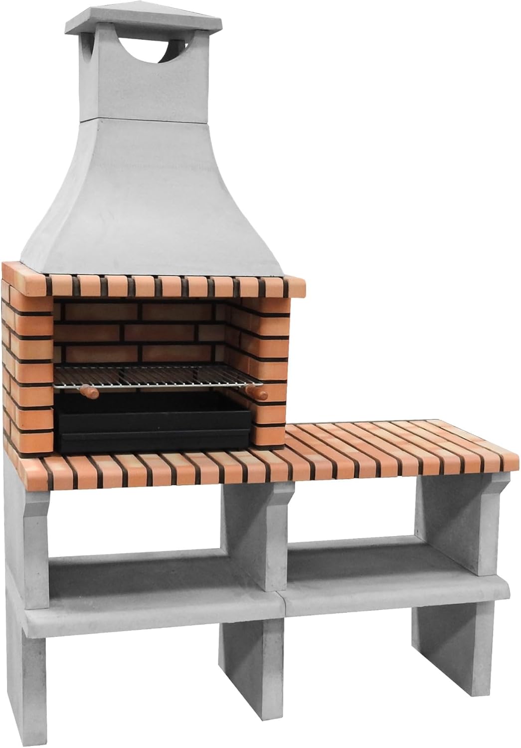 MOVELAR - Prefabricated Wood and Charcoal Barbecue Model Sines XL (Grey, Orange - 144 x 58 x 200 cm) REF: 3530/3 - Outdoor Kitchen for Garden or Patio