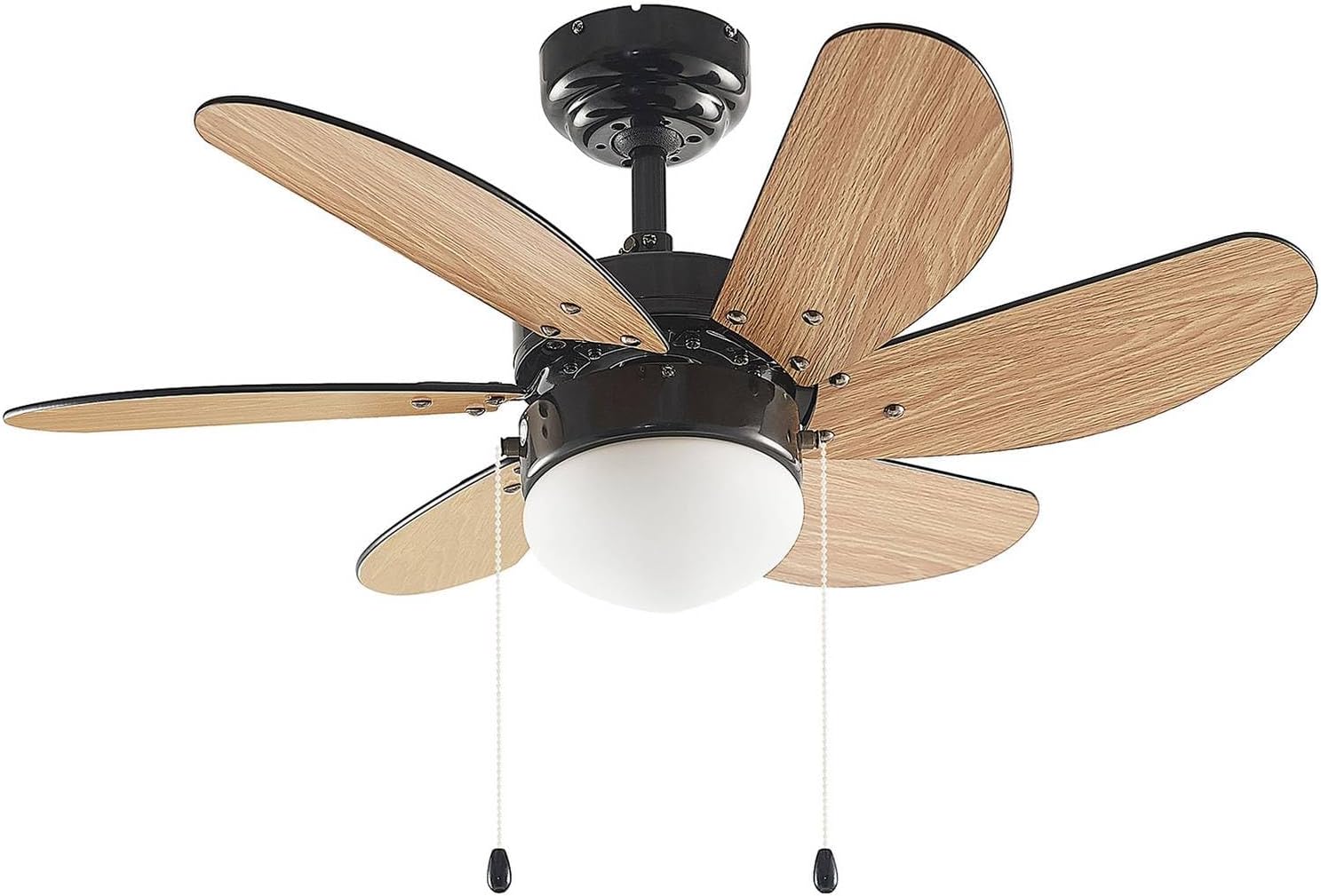 Lindby Deckenventilator mit Lampe Minja (Modern) in Schwarz aus Metall (1 flammig, E14) - Ventilator Wohnzimmerleuchte
