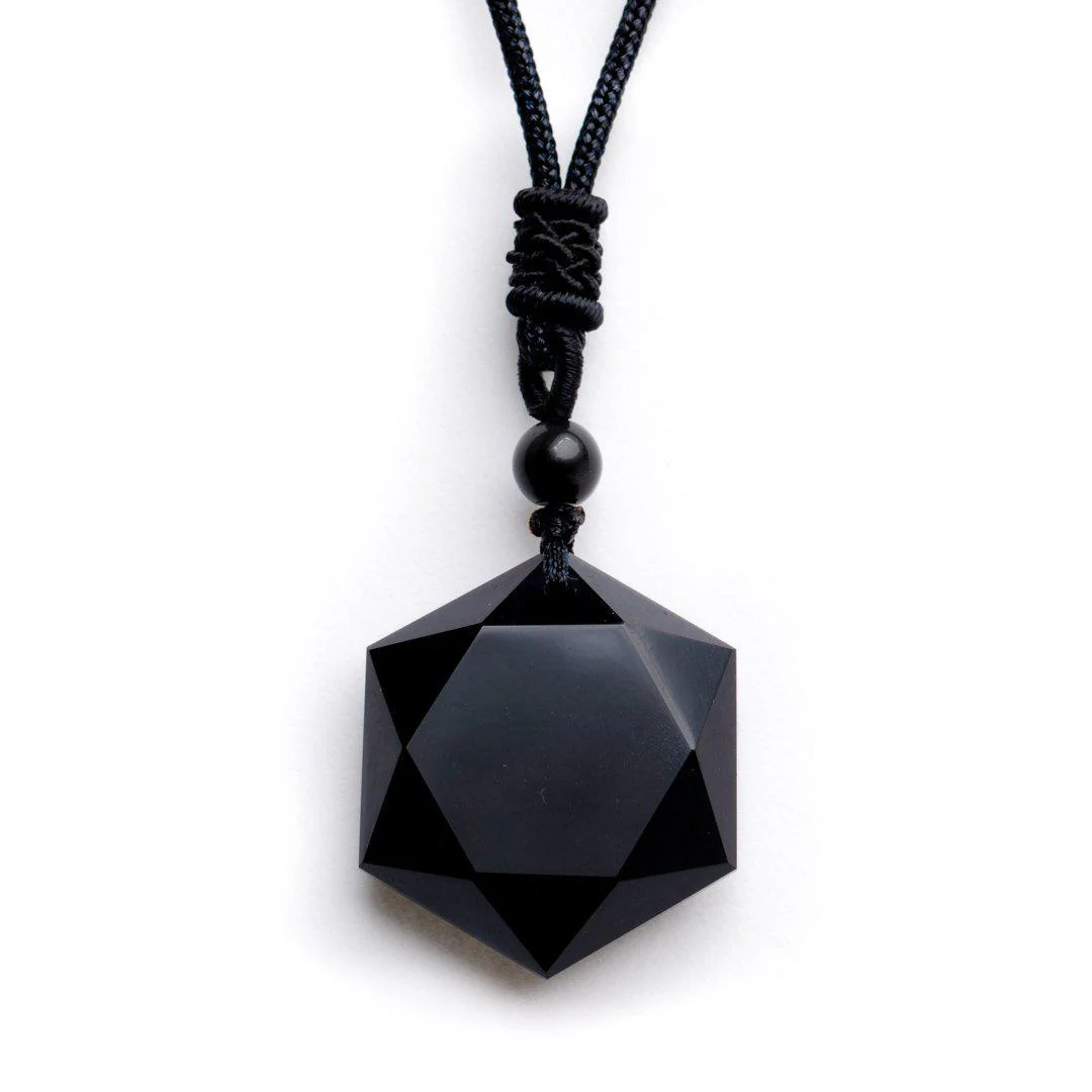 Obsidiaan Edelsteen Ketting - Zwart Hexagonaal - Waarheid